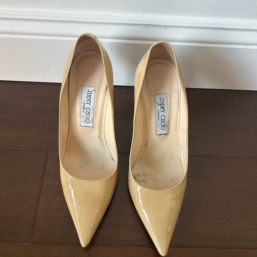 Jimmy Choo Nude Patent Leather Heels